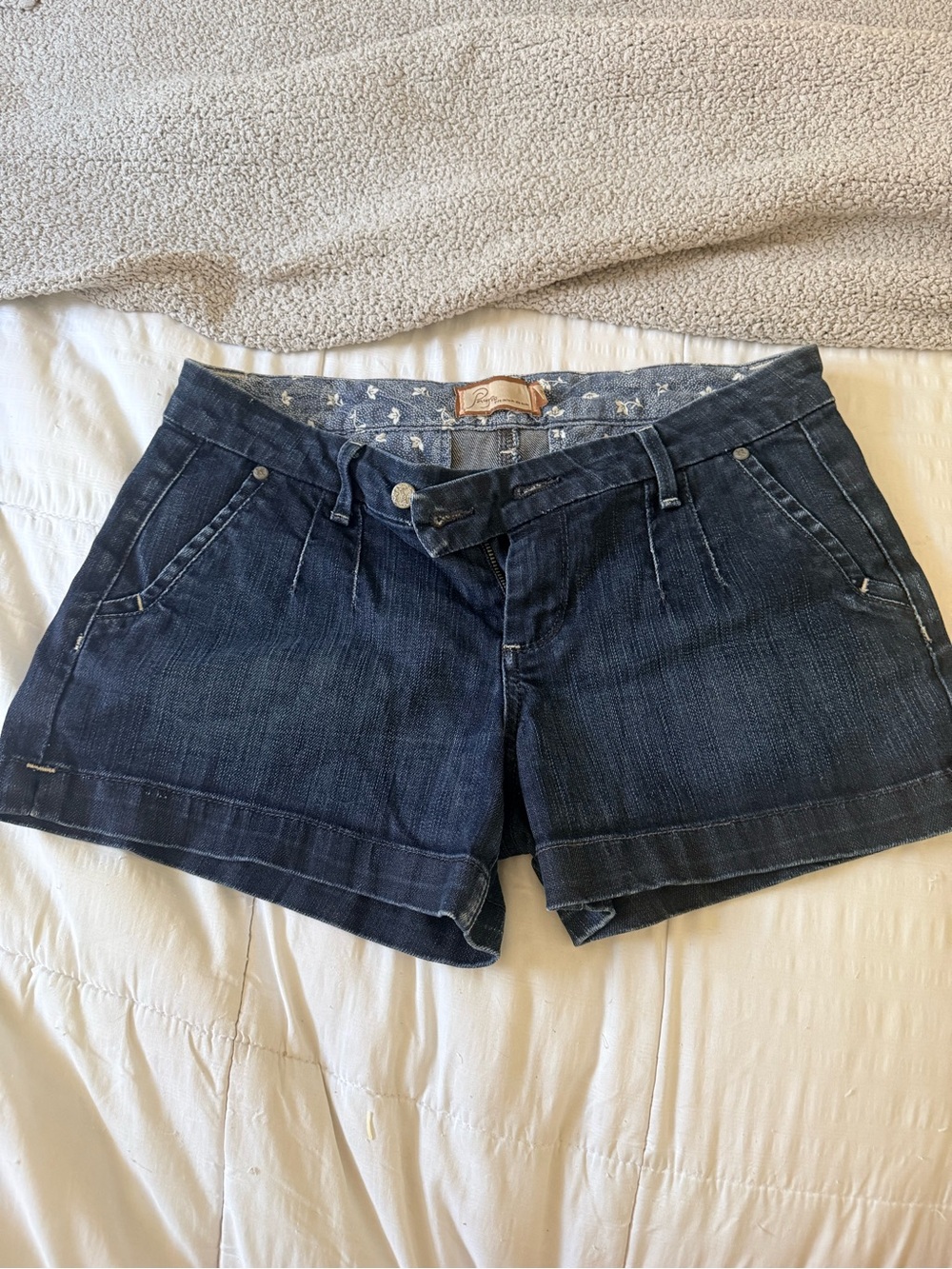 PAIGE Dark Blue Denim Cuffed Women’s Shorts